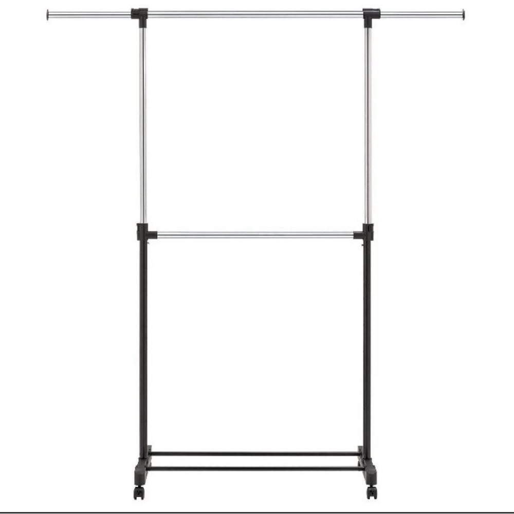 Double Rod Clothing Rack with Wheels